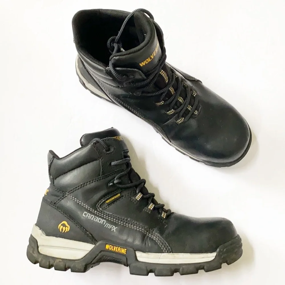 WOLVERINE | Carbon Max black leather work boots Men size 8.5